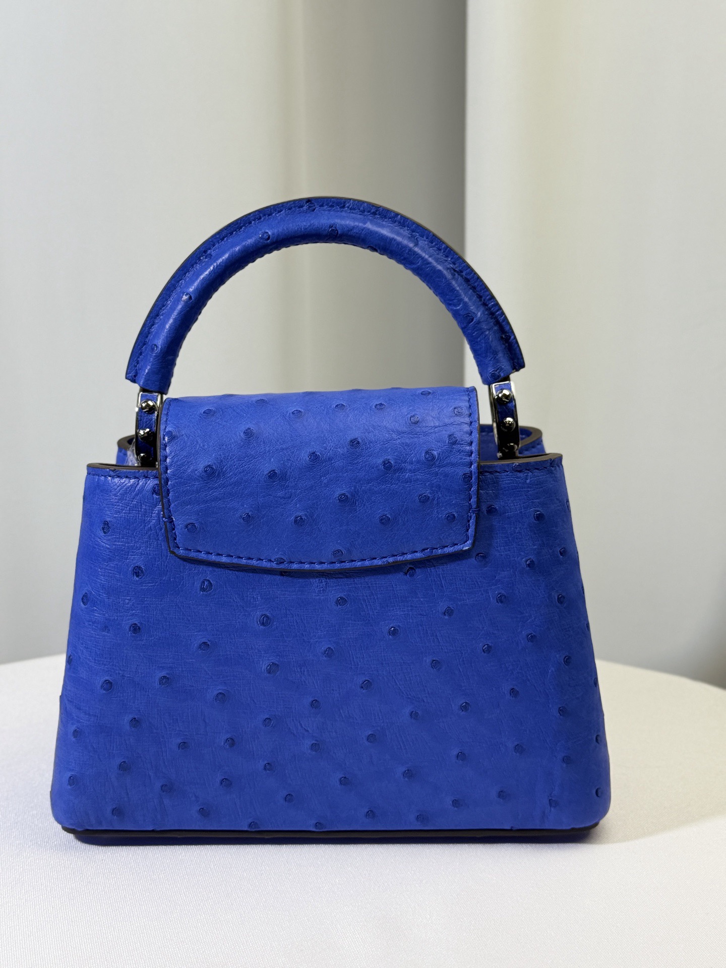 Loui*s Vuitt*on Ostrich Capucines Mini - Blue Handle Bags-22x12x8CM