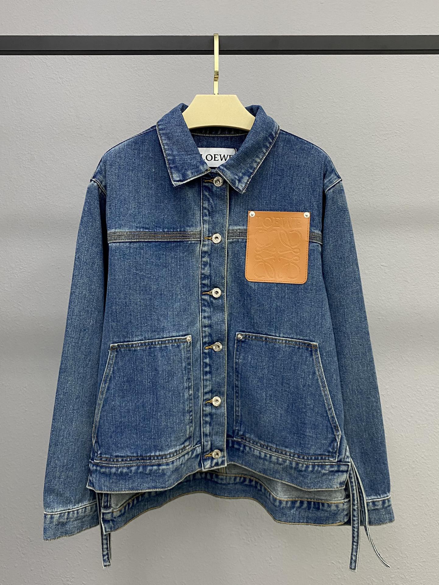 L0ew* anagram-debossed denim jacket