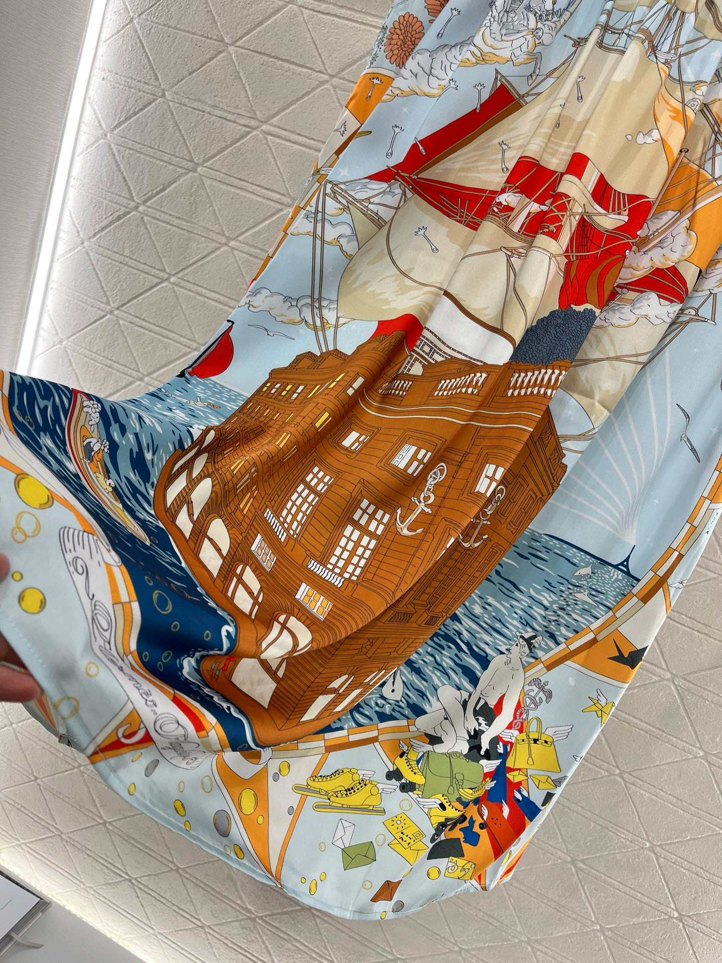 Herme Reactive All-over Printed Vintage Umbrella Skirt