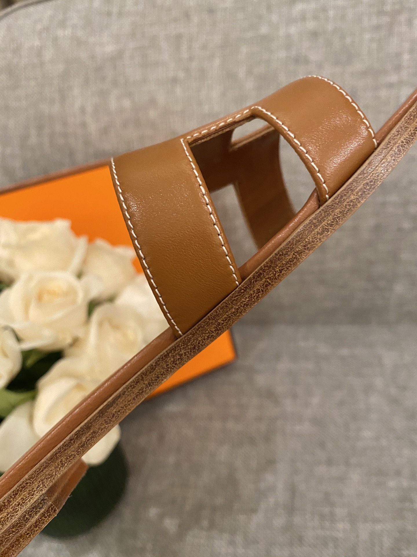 H**mes slippers in smooth leather