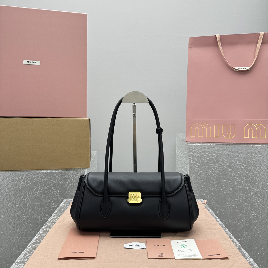 M1um1u leather shoulder bag -28.5*8*17cm