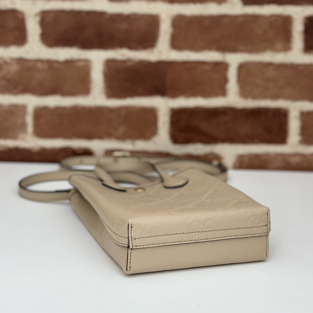 gvc*1 gg S*per mini bag with strap in beige gg leather -20*13*2.5cm