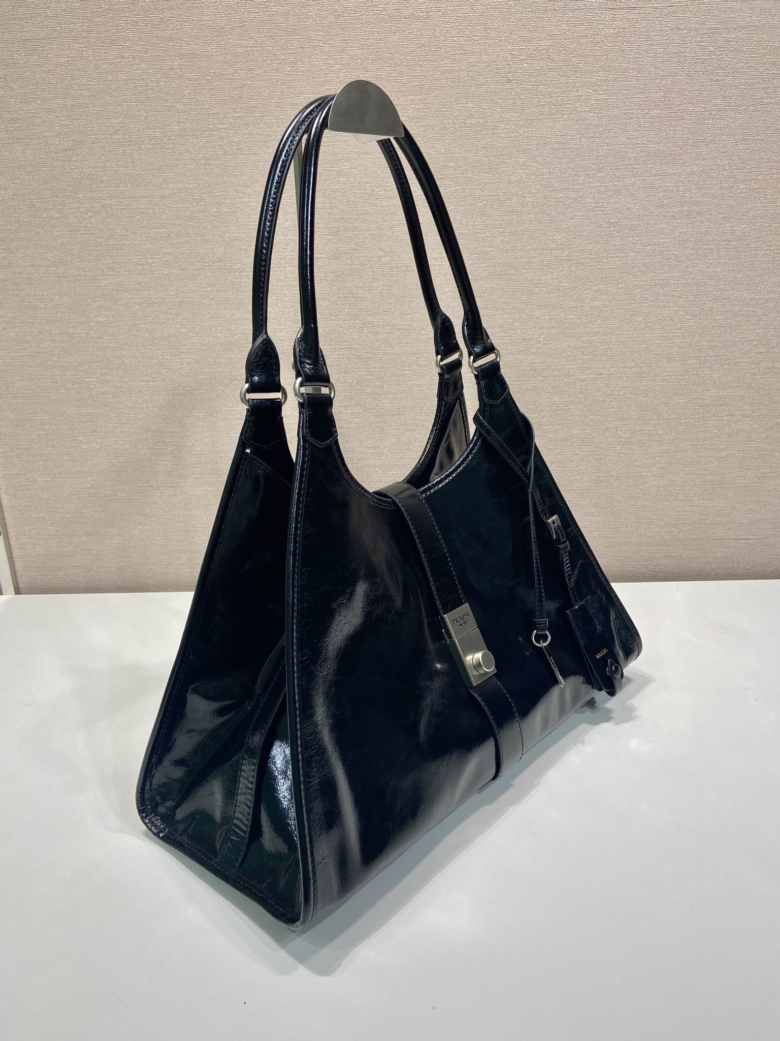 Pra*a leather tote bag-1bg570-39*24.5*14cm