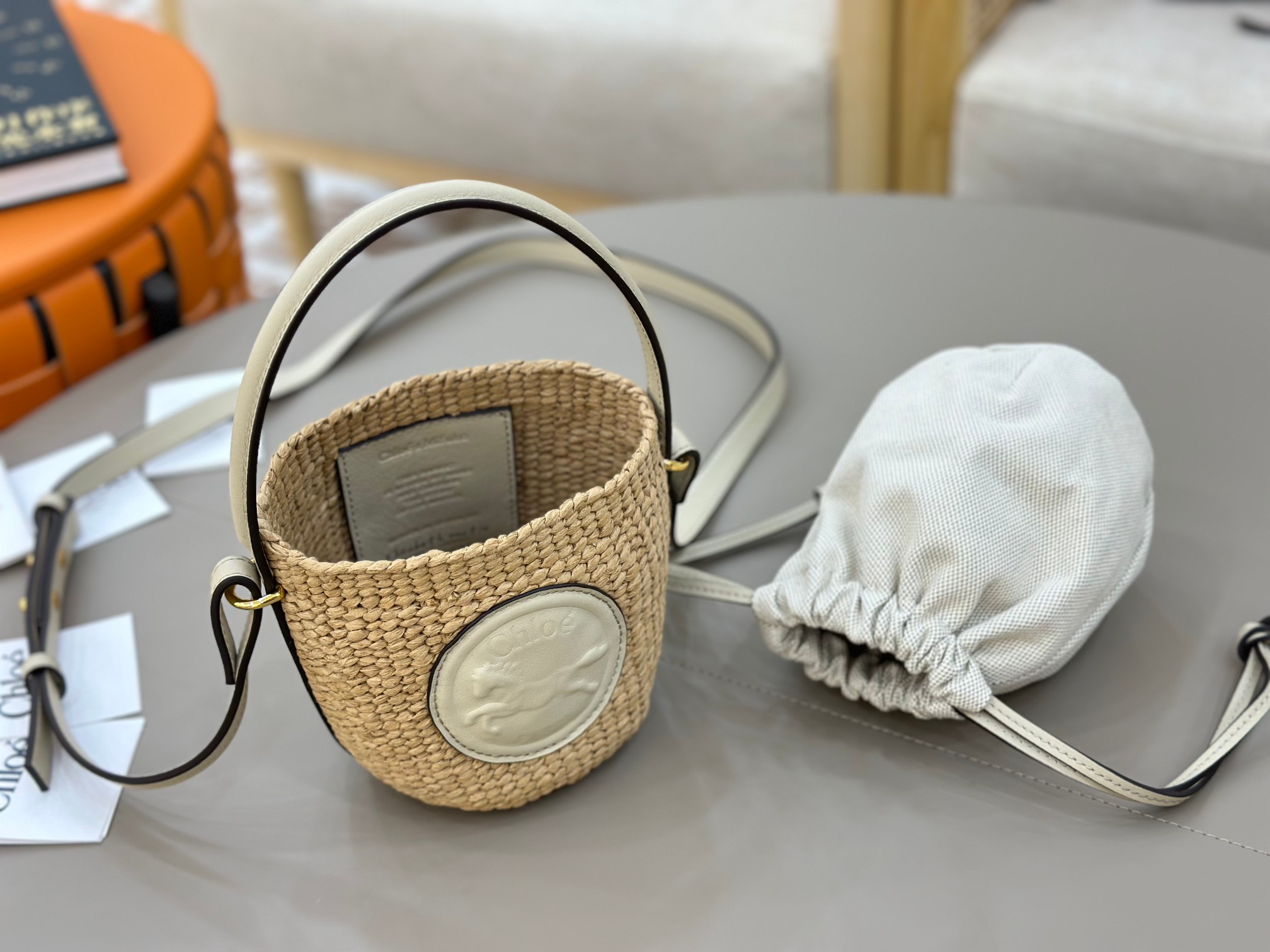 Ch10é mini horse medal basket in natural fibers-14x12.5x14cm