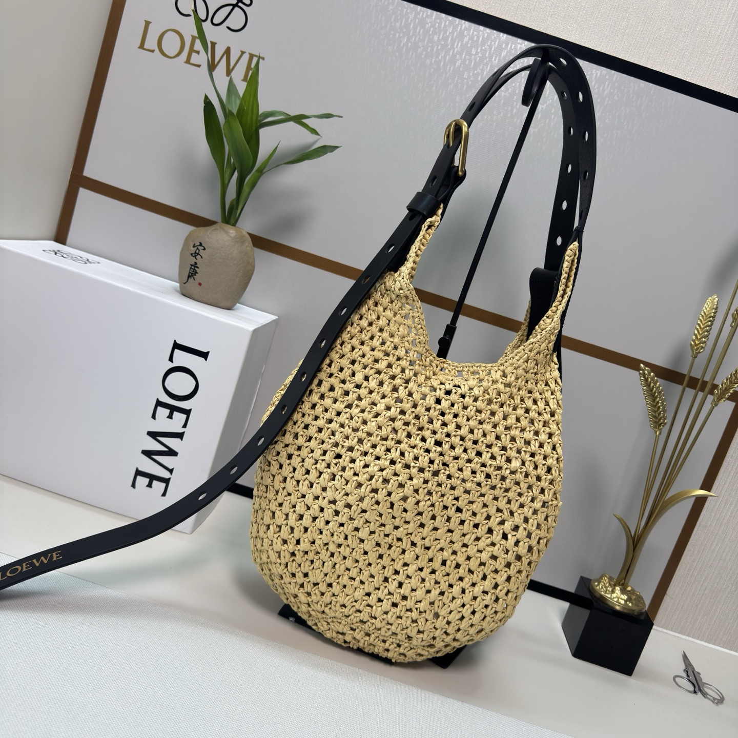 Lo*we Punch Hole Hobo Bag-34*22*24CM