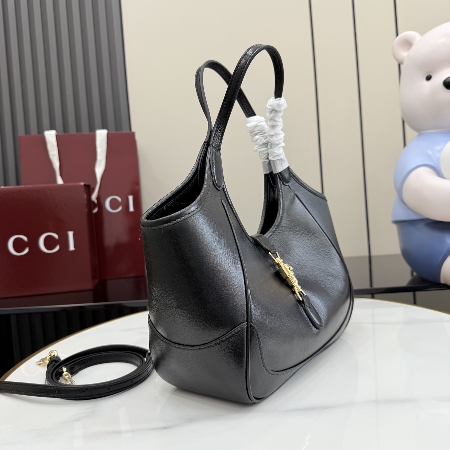Gvc*1 Mercato Small Tote Bag In Black Leather-26*23*11CM