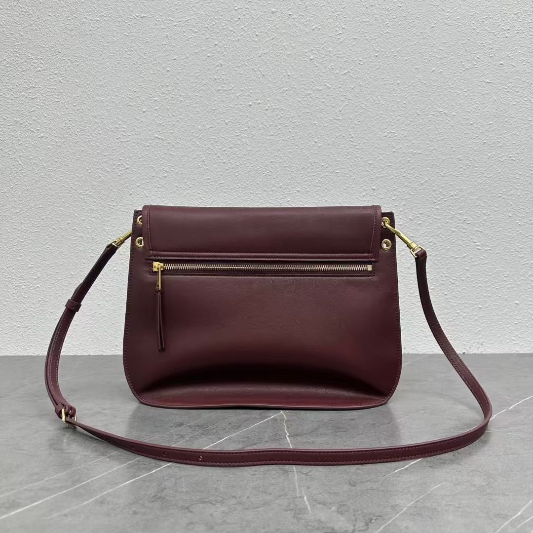 Celin* Soft Triomphe Besace Leather Shoulder Bag-32x7x27CM