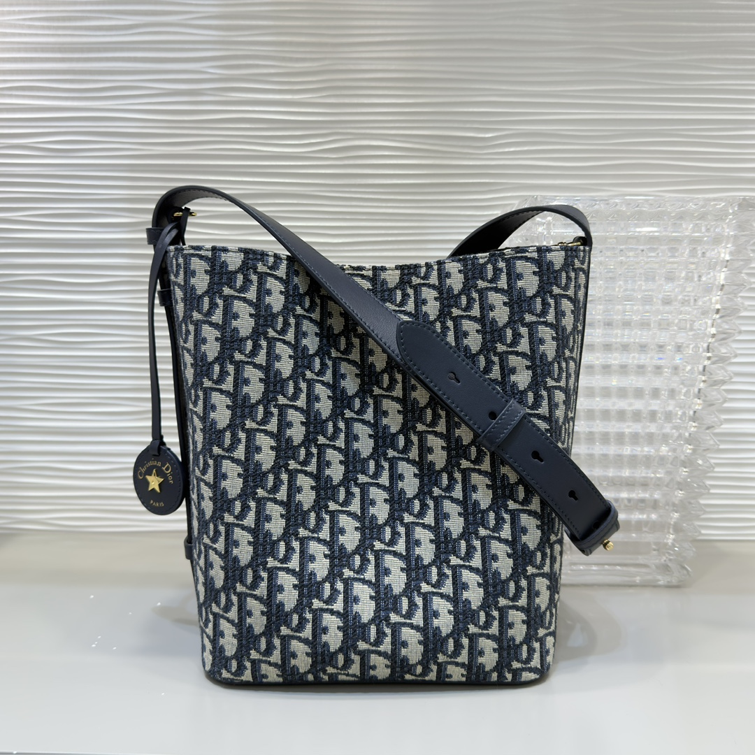 Diro Small D10rstar Bucket Bag Blue Oblique Jacquard-24*24*15CM