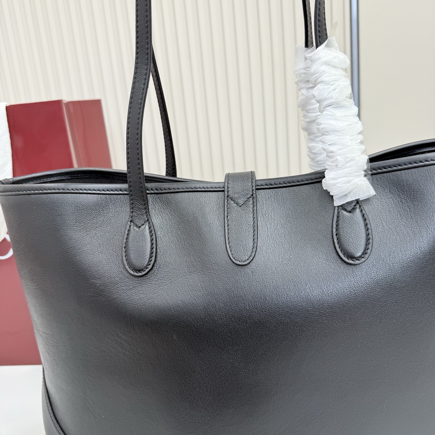 Guc*ci Jackie Medium Tote Bag In Black Leather-45*28*12CM