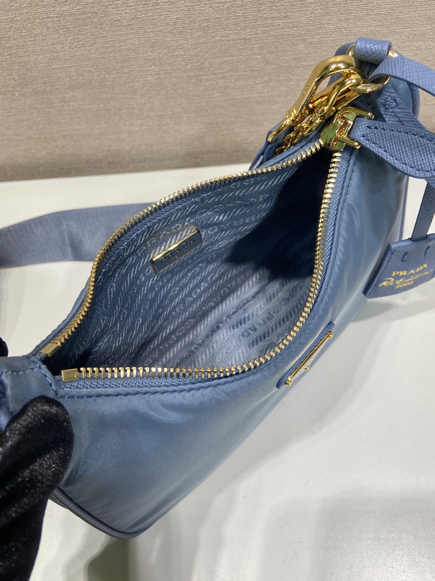 Pra*a Nylon Hobo Bag-1BH204-22*12*6CM