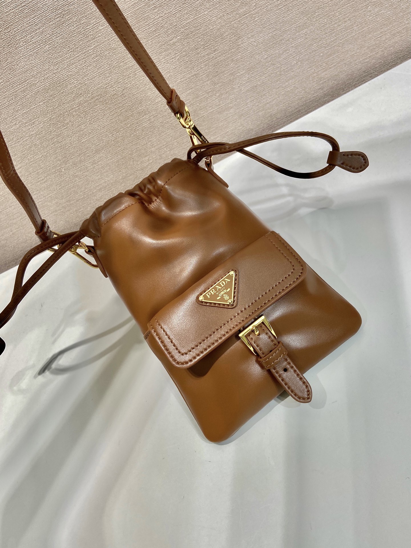 Pra*a leather Phone Bag-1MS017-14*20CM